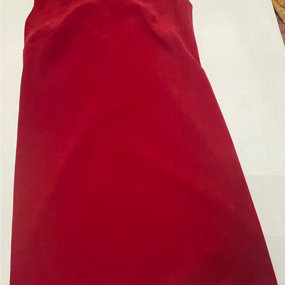 Vintage 90s Velvet Floral Sleeveless V-Neck Sheath Dress Red  Sz 12 Feminine - Picture 4 of 6